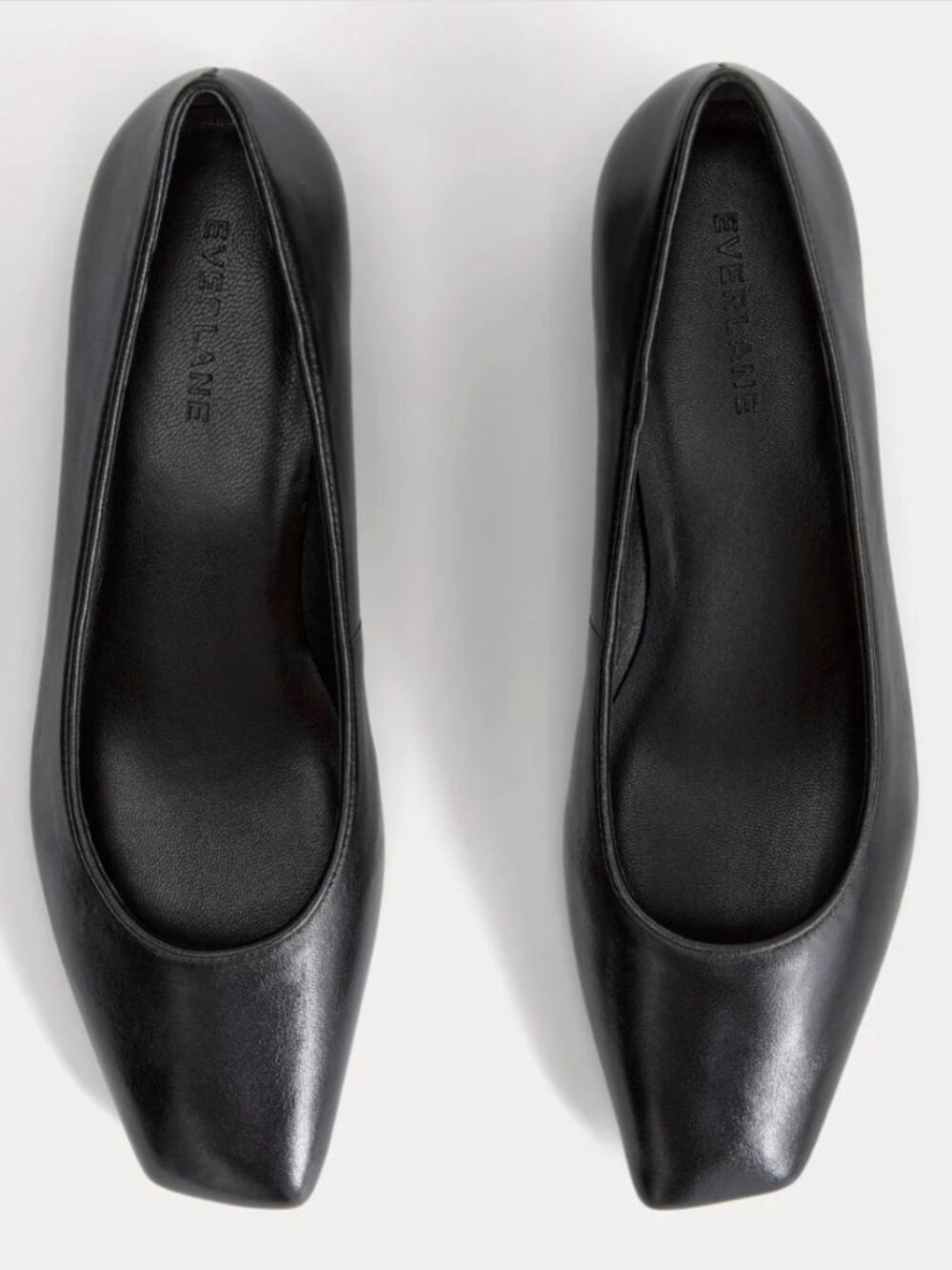 Everlane Ballet Pump Black Leather Women's Size 7.5 NEW Low Block Heel